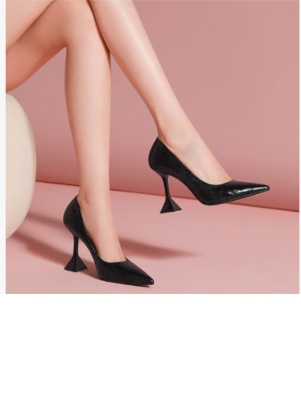 YDN Black Alligator Pointed Toe Slip on Pumps High Heel Shoe for Party Prom Lady